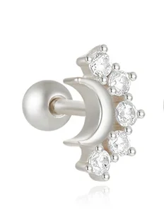Serena Crystal Moon Ear Piercing Earring Studs