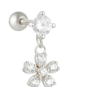 Hanging Flower Zircon Cartilage Screw Piercing Stud